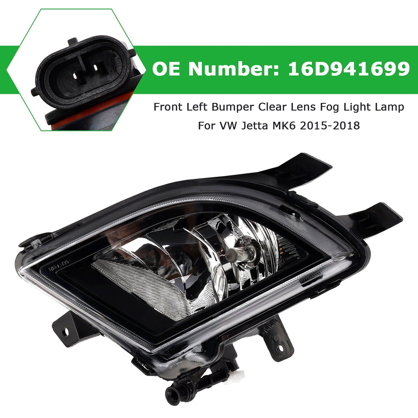VW Jetta MK6 2015-2018 16D941699 Front Left Bumper Clear Lens Fog Light Lamp (Copy)