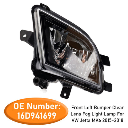 2015-2018 VW Volkswagen Jetta 16D941699 Front Left Bumper Clear Lens Fog Light Lamp