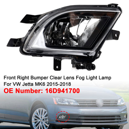 Front Right Bumper Clear Lens Fog Light Lamp 2015-2018 VW Volkswagen Jetta 16D941700