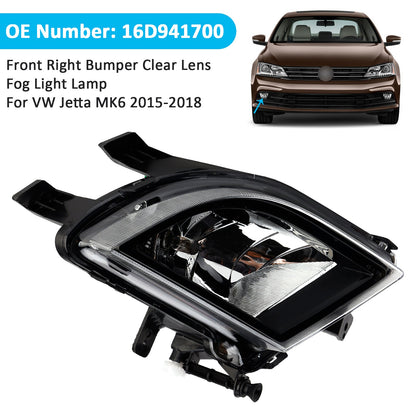 Front Right Bumper Clear Lens Fog Light Lamp 2015-2018 VW Volkswagen Jetta 16D941700