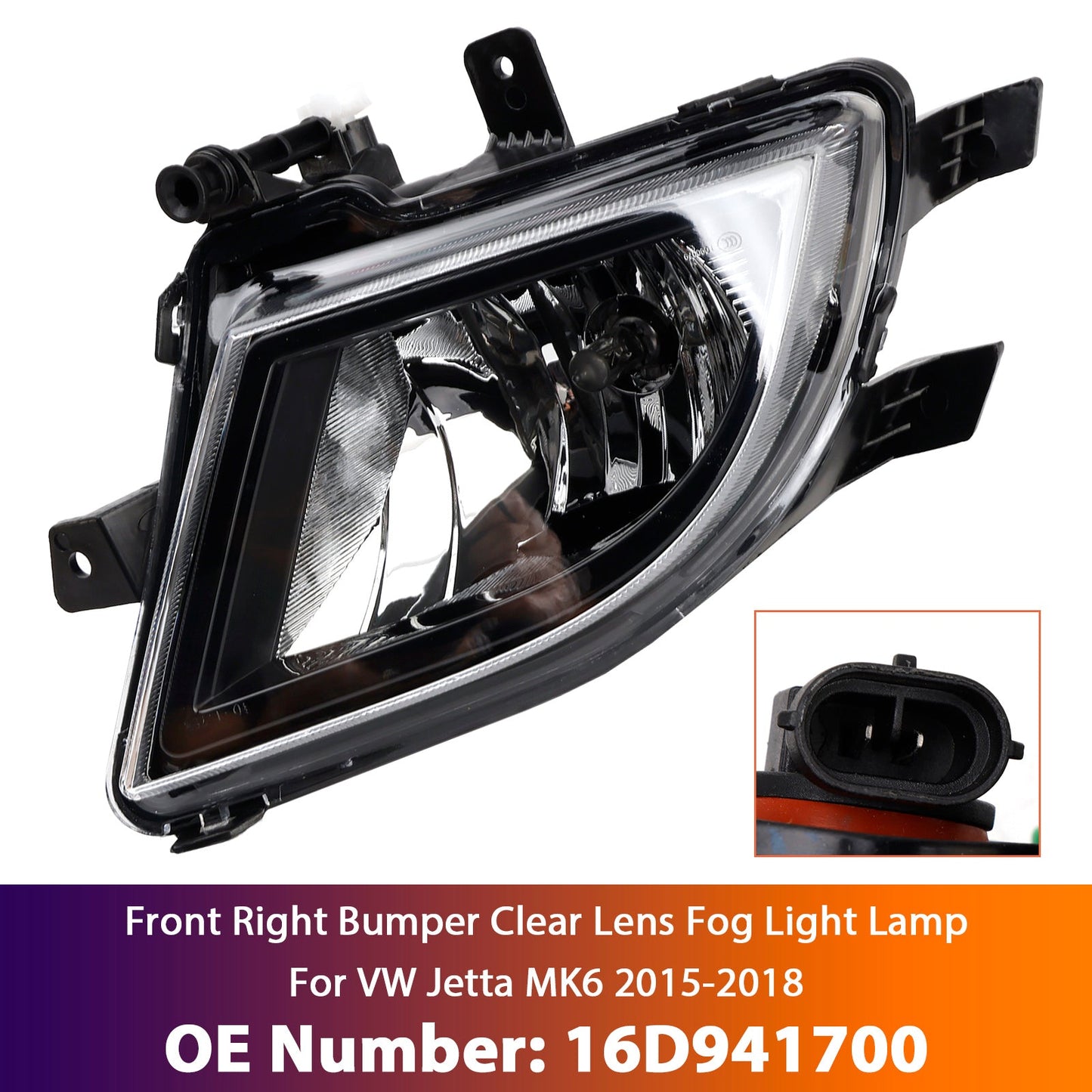 Front Right Bumper Clear Lens Fog Light Lamp 2015-2018 VW Volkswagen Jetta 16D941700