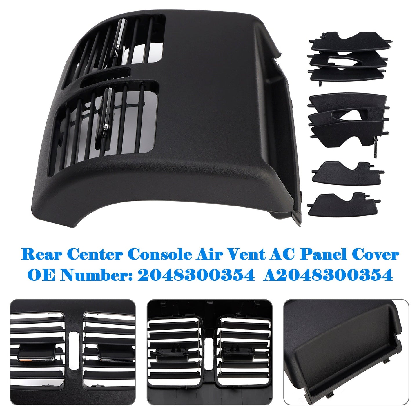 2007-2014 Benz C-Class W204 2048300354 Rear Center Console Air Vent AC Panel Cover Black