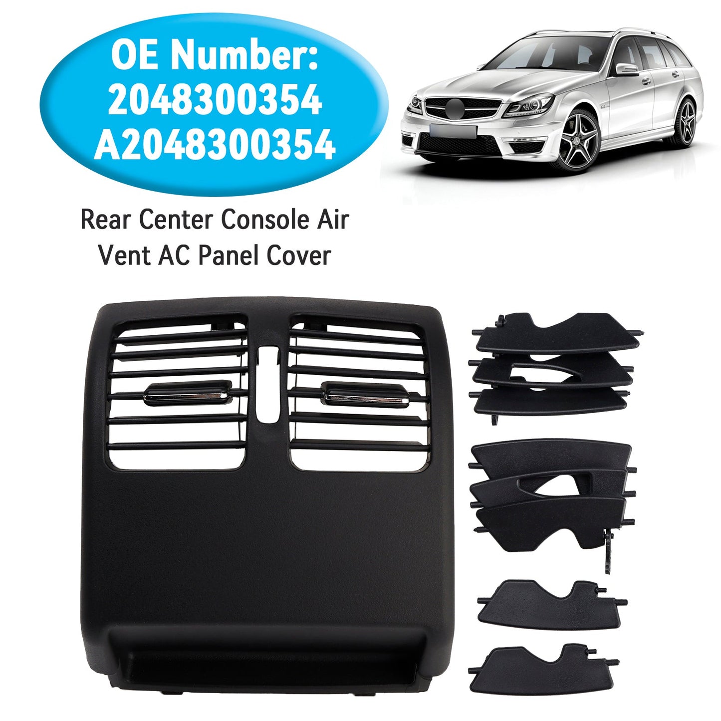 2007-2014 Benz C-Class W204 2048300354 Rear Center Console Air Vent AC Panel Cover Black