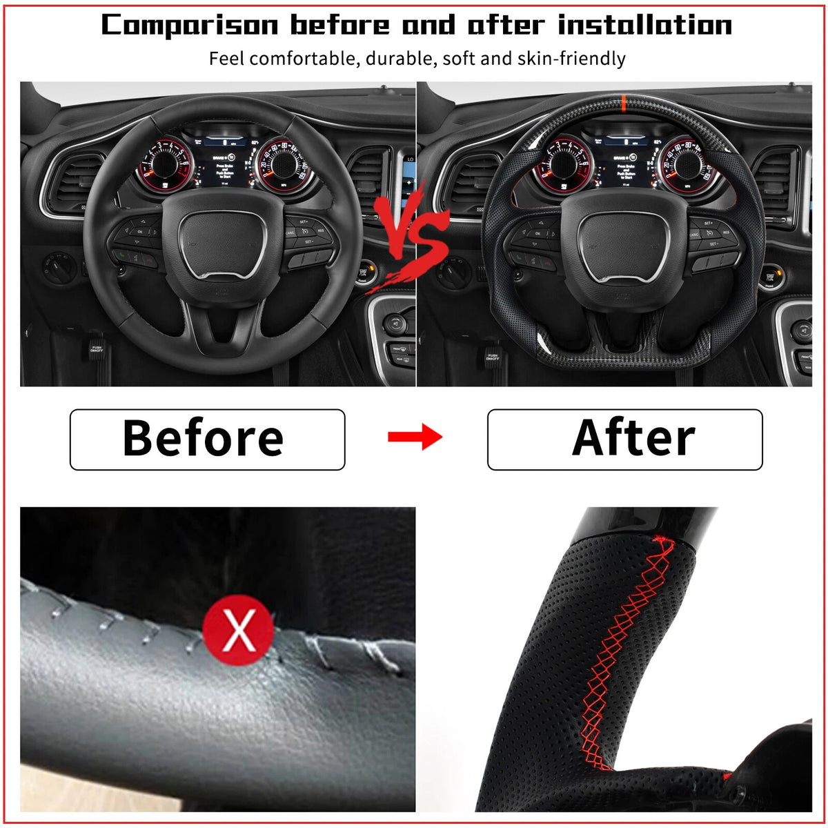 2015-2023 Dodge Charger Challenger Carbon Fiber Heated Steering Wheel