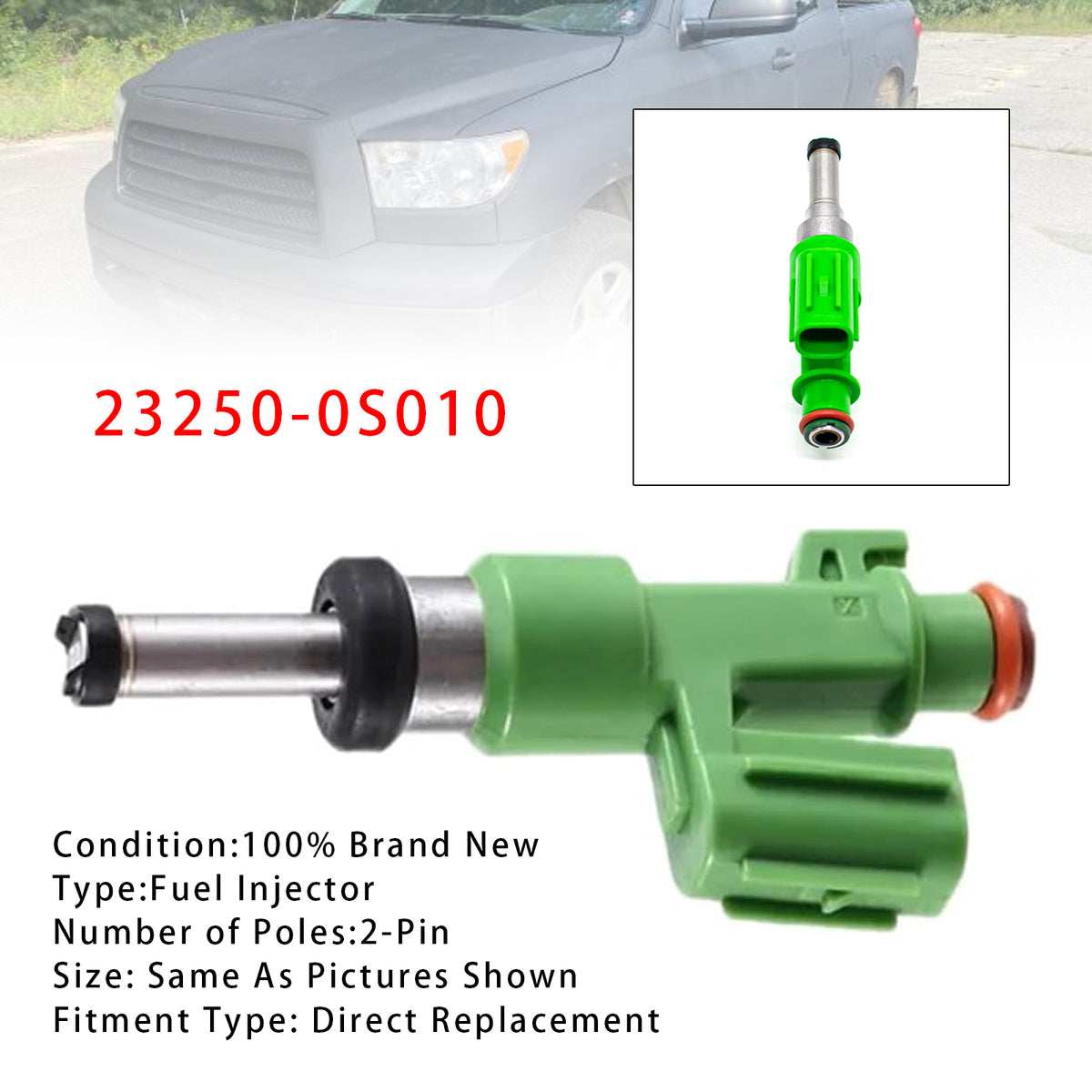 Toyota Tundra 5.7L V8 2007 23250-0S010 1Pcs Fuel Injector