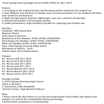 2011-2017 47945-3FY0A Clock Spring+Steering Angle Sensor