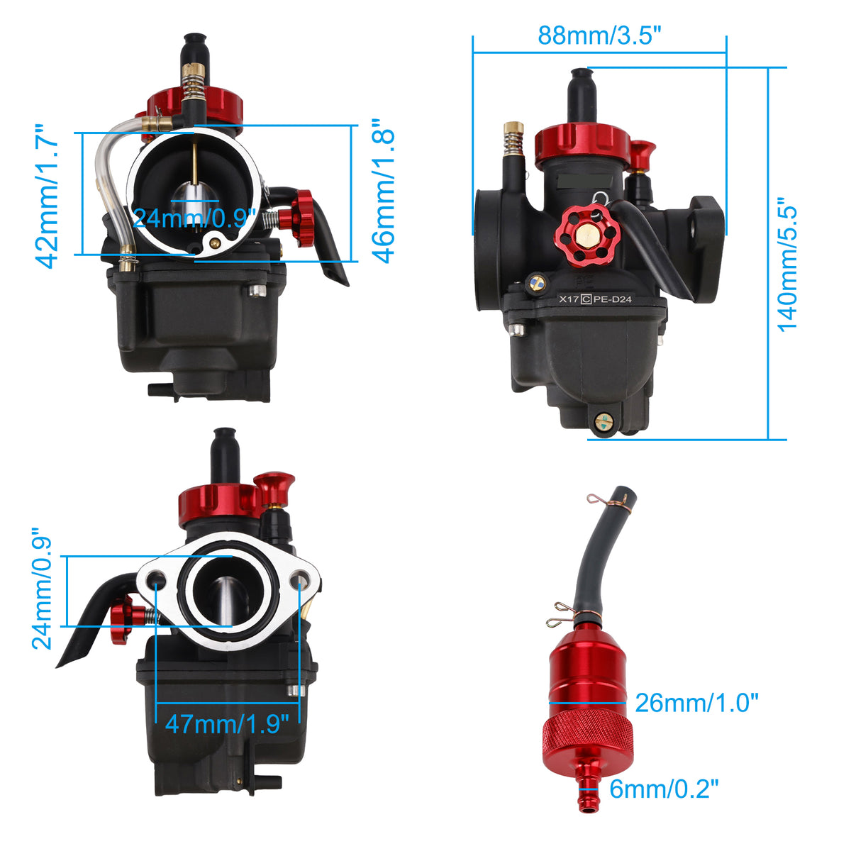140cc-150cc Motorcycle Carburetor Carb 24mm