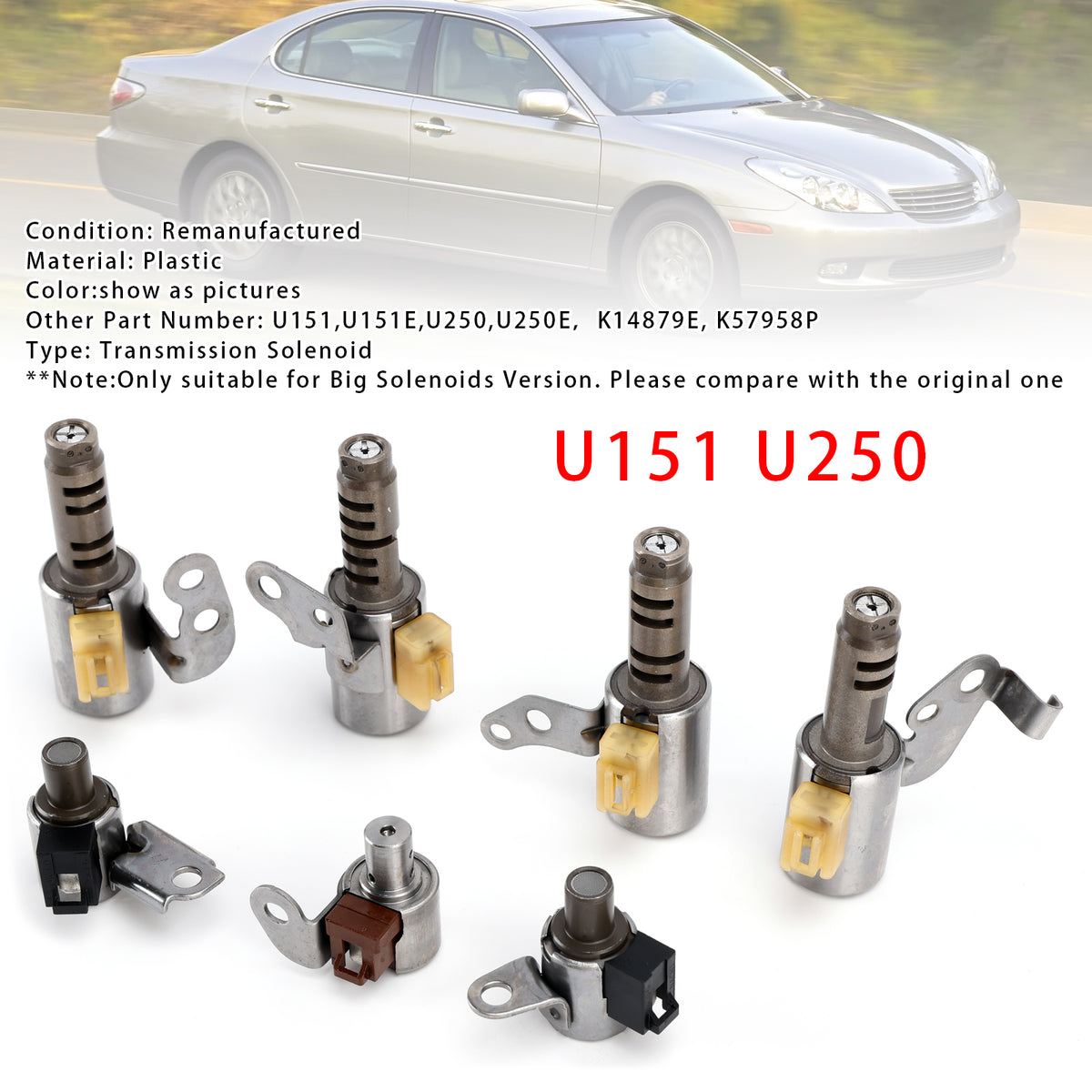 2004-2011 Camry 7Pcs Transmission Solenoids Kit U151 U250 Big Solenoids