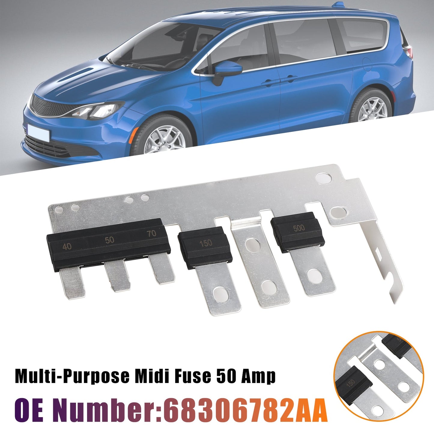 Multi-Purpose Midi Fuse 50 Amp 68306782AA For Chrysler Pacifica Voyager 2020-2025