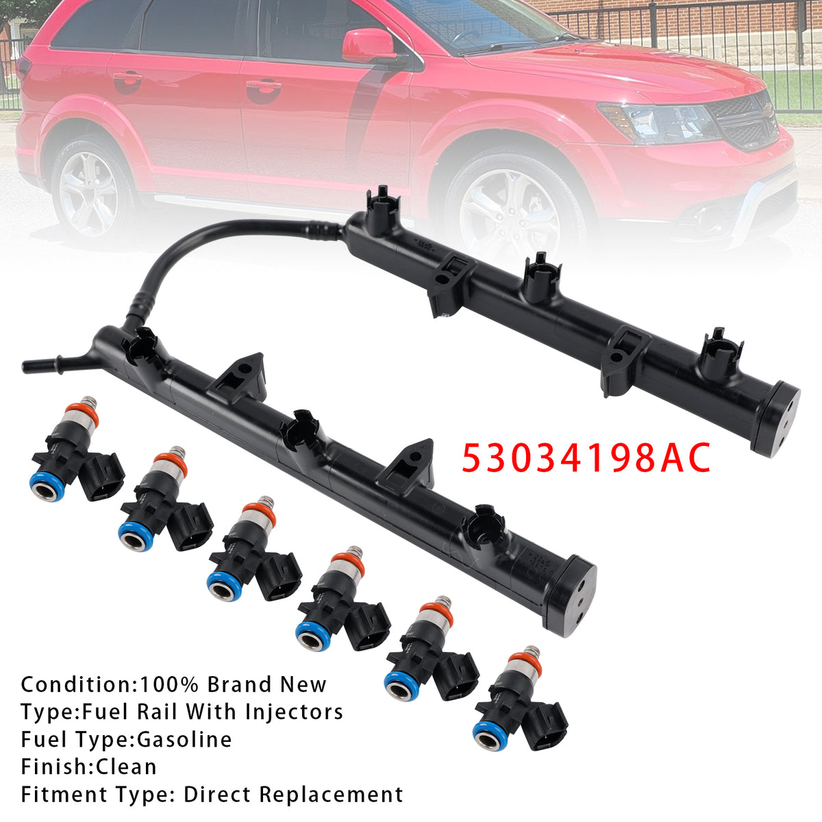 2011-2025 Dodge Jeep Ram Chrysler 3.6L 53034198AC Fuel Rail With Injectors