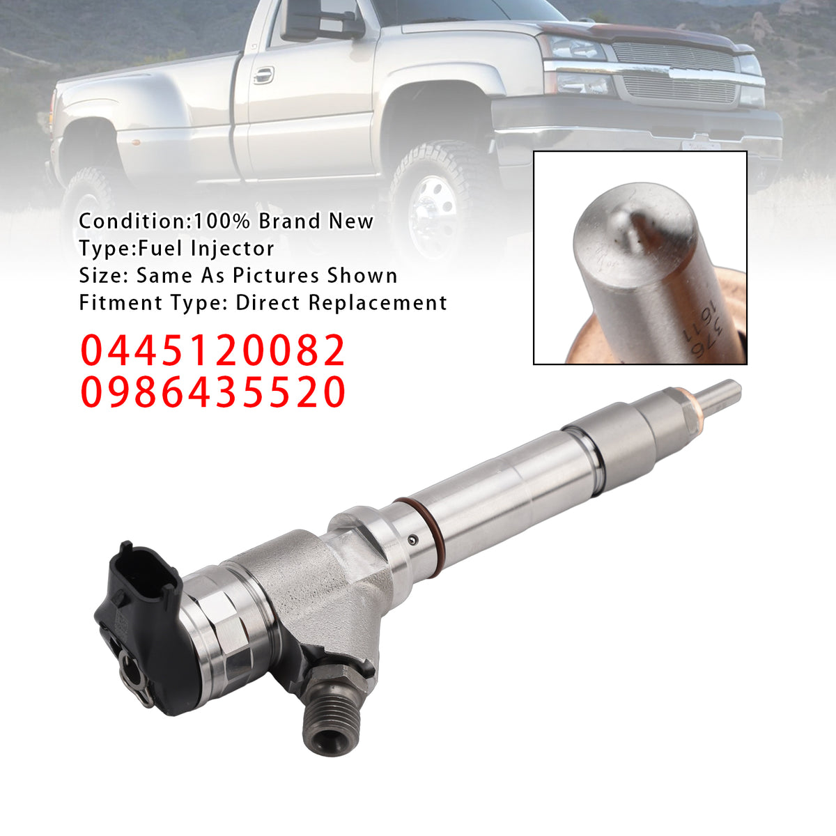 2007-2010 Gmc Chevy 6.6L LMM Duramax 0445120082 0986435520 1Pcs Fuel Injector