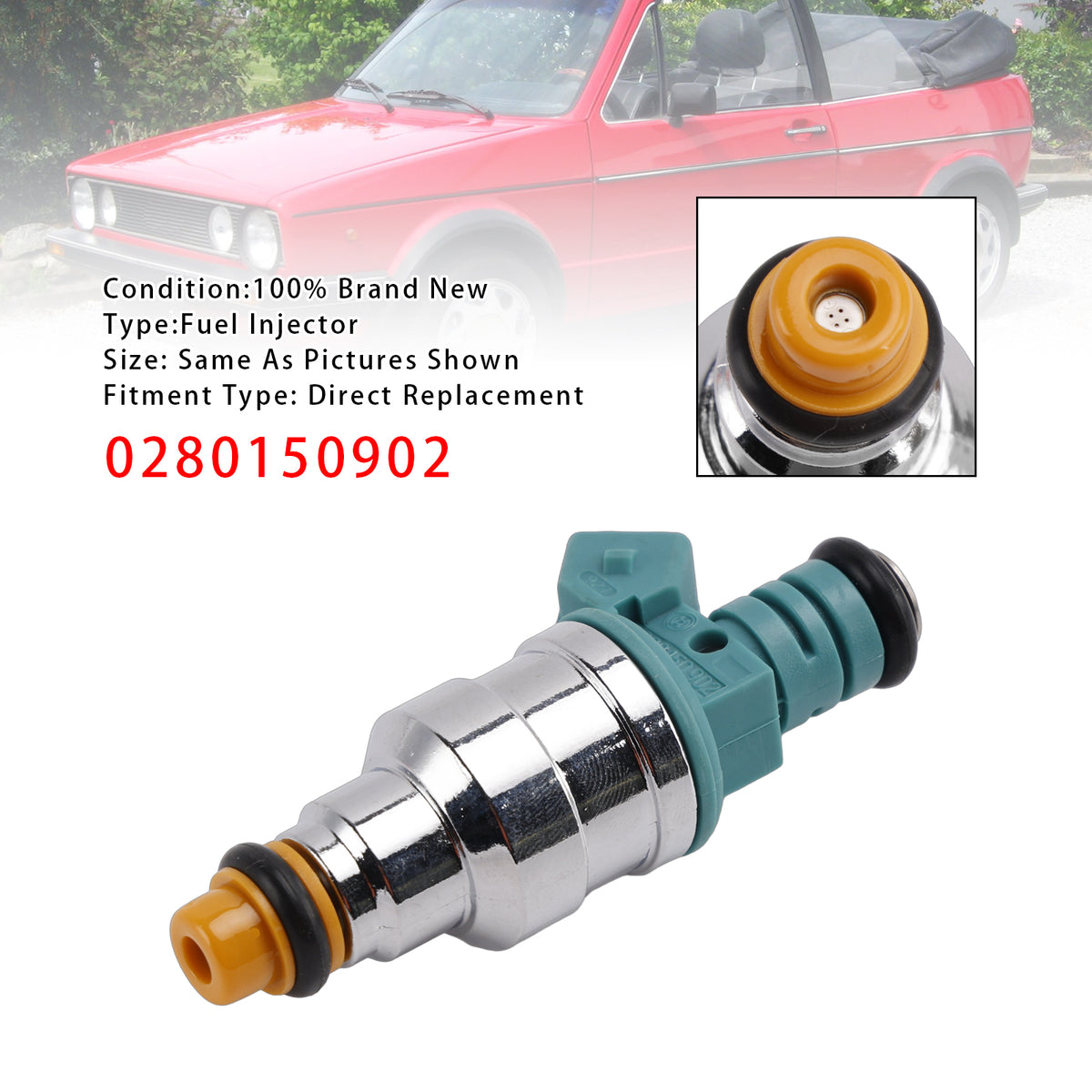 Volkswagen Golf Cabriolet Jetta Fox 1.8L I4 0280150902 1Pcs Fuel Injector
