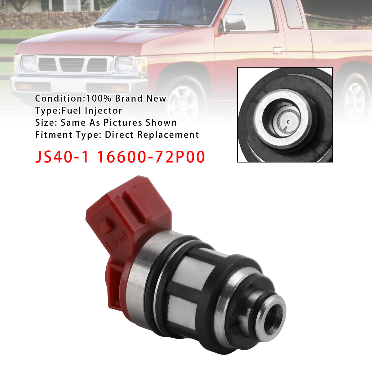 1993-1995 Nissan D21 XE Pickup 2.4L JS40-1 16600-72P00 1Pcs Fuel Injector