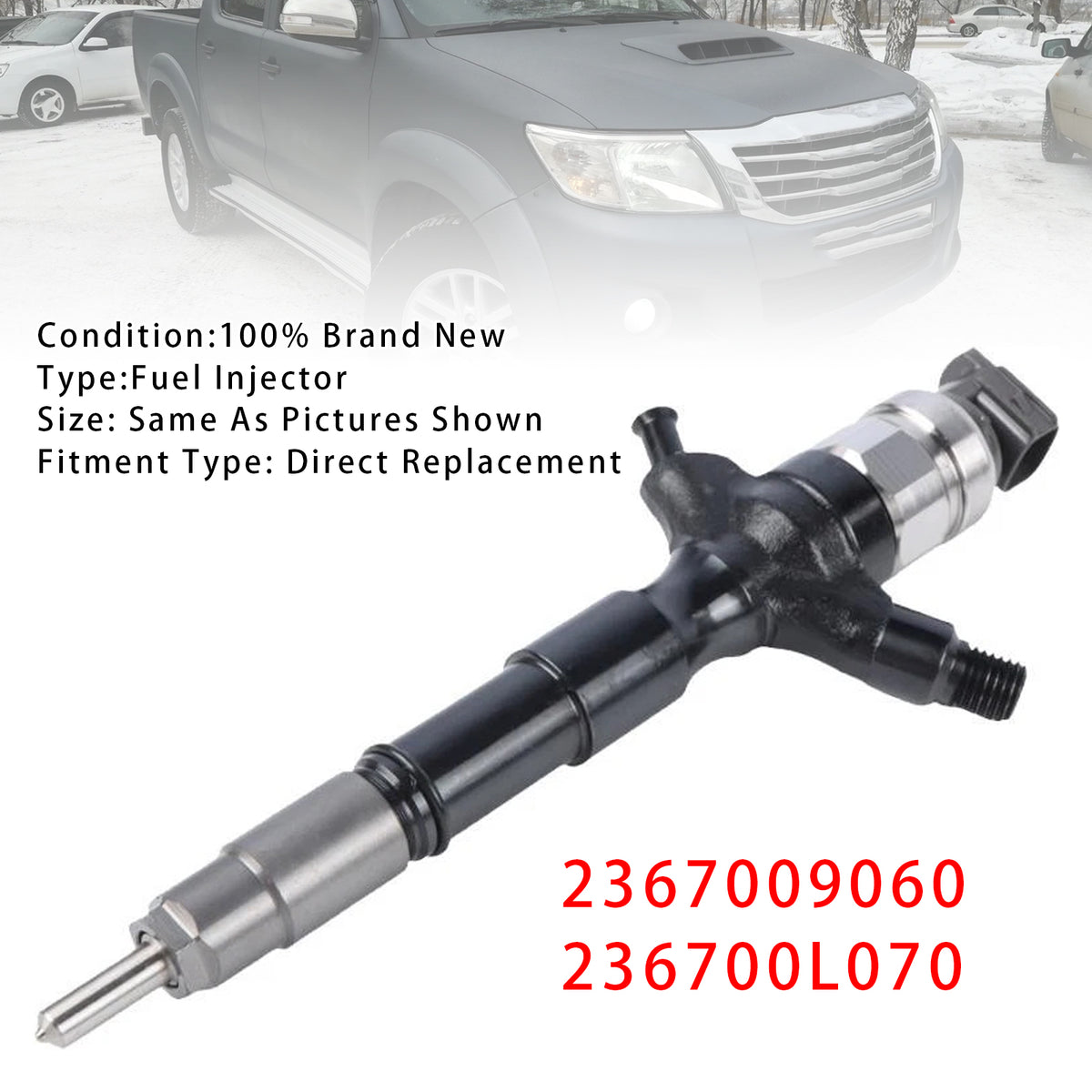Toyota Hilux Hiace 2KD-FTV 2.5L 2367009060 236700L070 1Pcs Fuel Injector