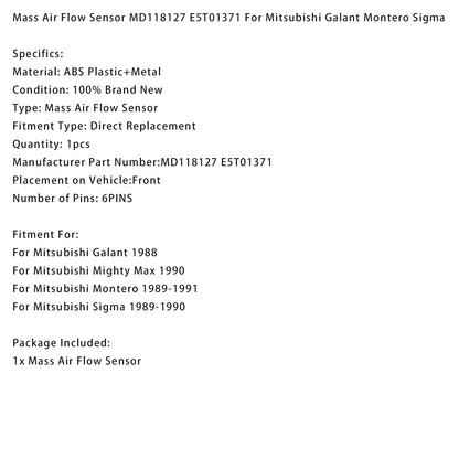 Galant Montero Sigma Mitsubishi MD118127 E5T01371 Mass Air Flow Sensor