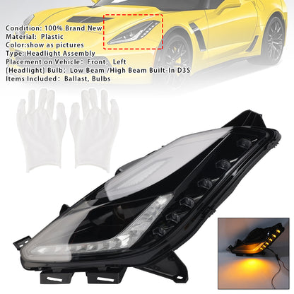2014-2019 Corvette C7 Z06 Left HID Xenon Headlight Assembly W/ Ballast 8pin