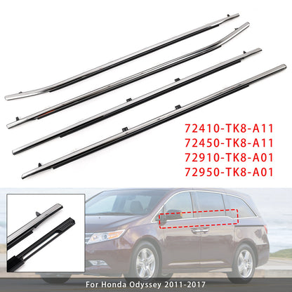 72410-TK8-A11 4PCS Weatherstrips Seal Door Belt Molding For Odyssey 2011-2017 72450TK8A11