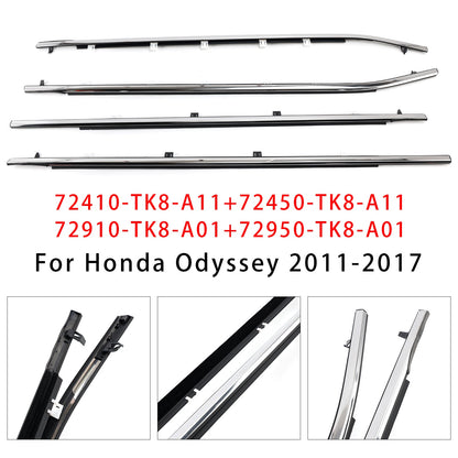 72410-TK8-A11 4PCS Weatherstrips Seal Door Belt Molding For Odyssey 2011-2017 72450TK8A11