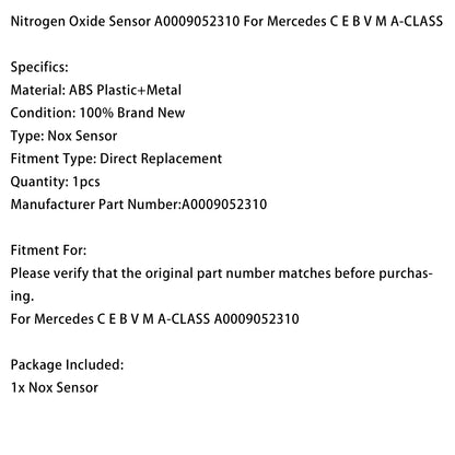Mercedes C E B V M A-CLASS Nitrogen Oxide Sensor A0009052310
