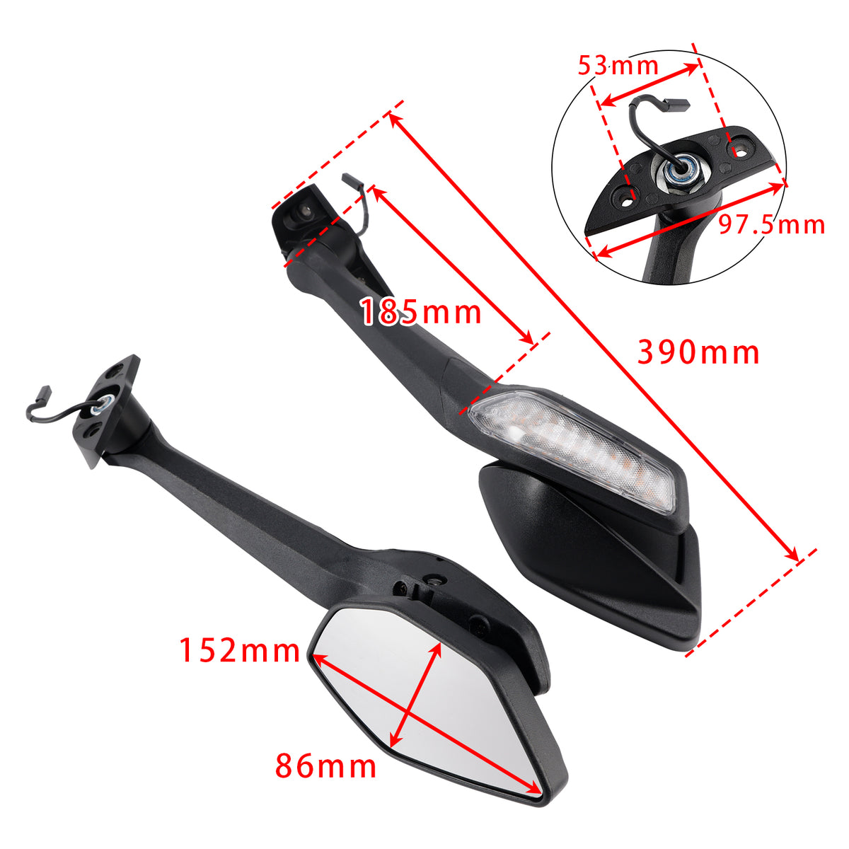 2022-2025 CFMoto 450SS 450SR 450SRS Rear View Mirror with Turn Signals