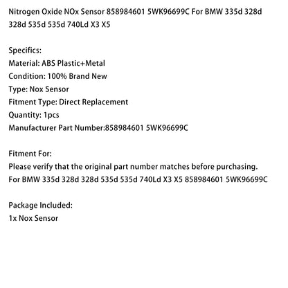 BMW 335d 328d 328d 535d 535d 740Ld X3 X5 NOx Sensor 858984601 5WK96699C