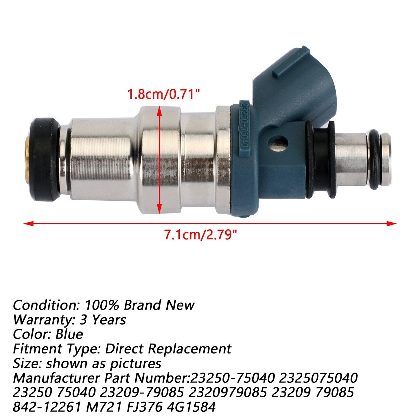1 injecteur de carburant 23250-75040 pour Toyota Tacoma 1995-2000 2,4 L L4