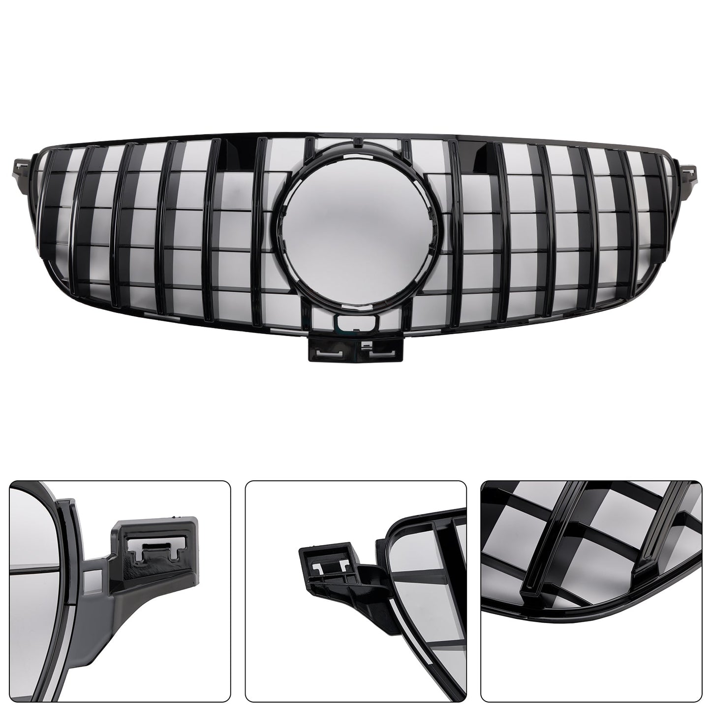 GT Style Front Bumper Grille Grill Fit Mercedes Benz GLE-Class W166 2015-2018