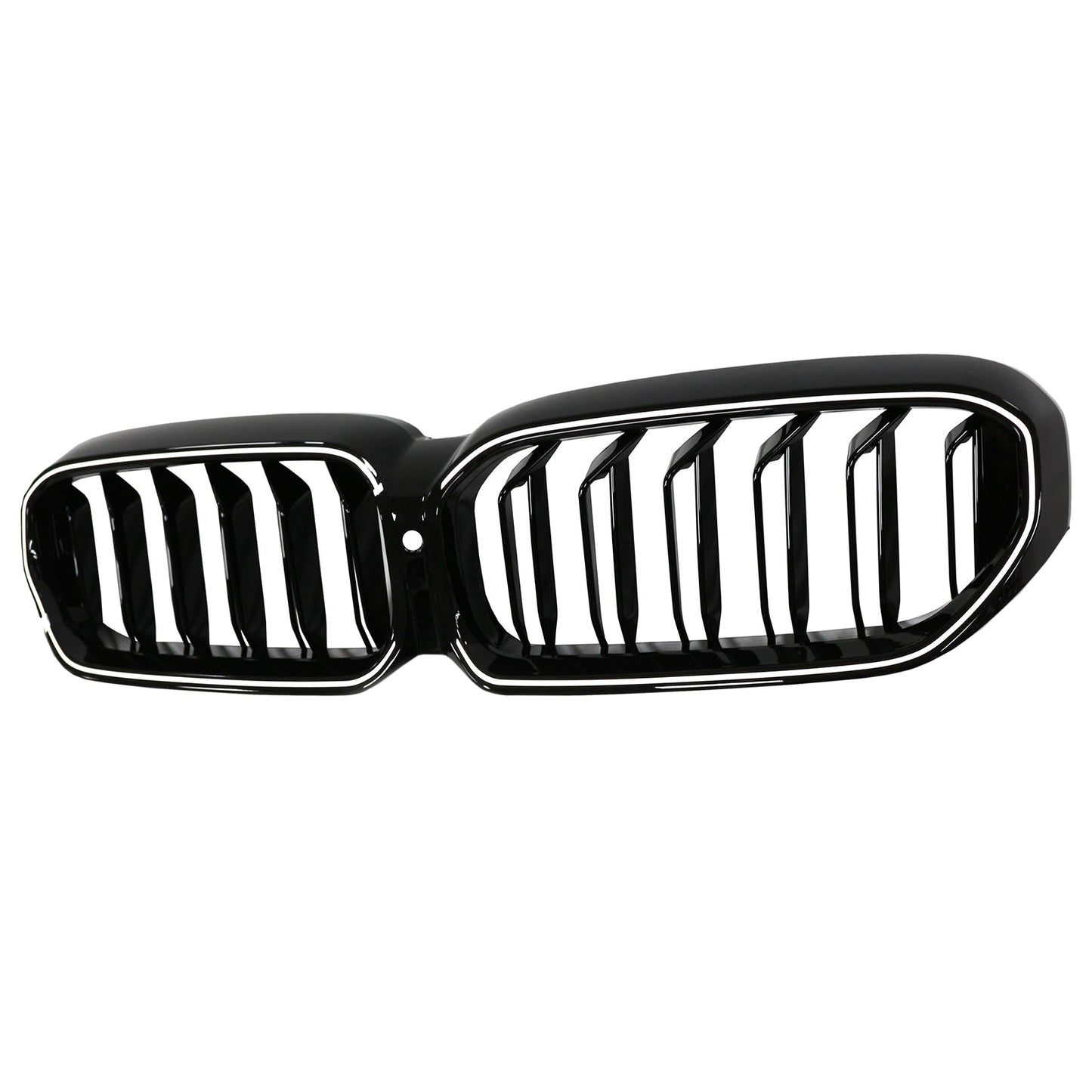 2021-2024 BMW 5 Series G30 G38 Double Slat Kidney Grille Front Bumper Replacement Gloss Black Grill With LED Strip
