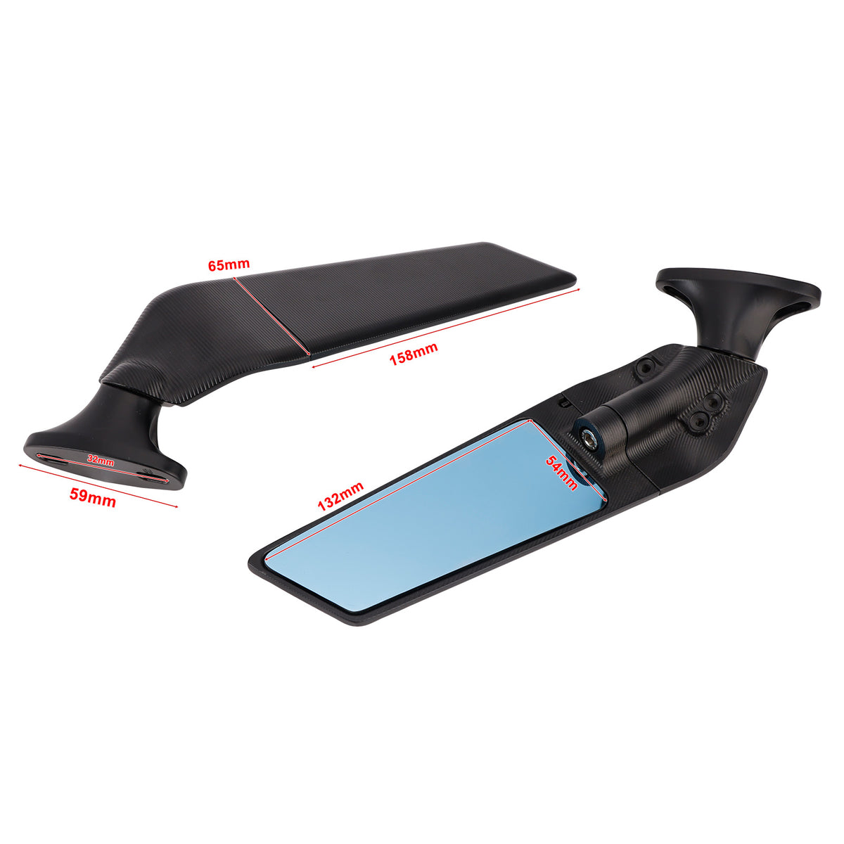 2011-2014 Honda CBR600F 2019-2023 CBR650R Black Wing Fin Rearview Mirrors