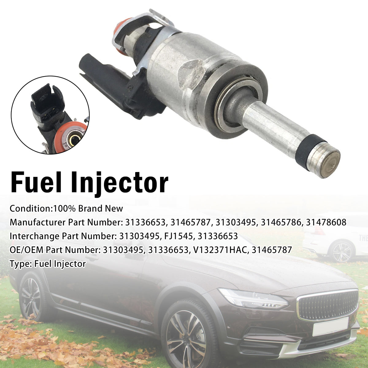 S60 V60 XC60 XC70 S90 V90 XC90 2.0L Volvo 31303495 1Pcs Fuel Injector