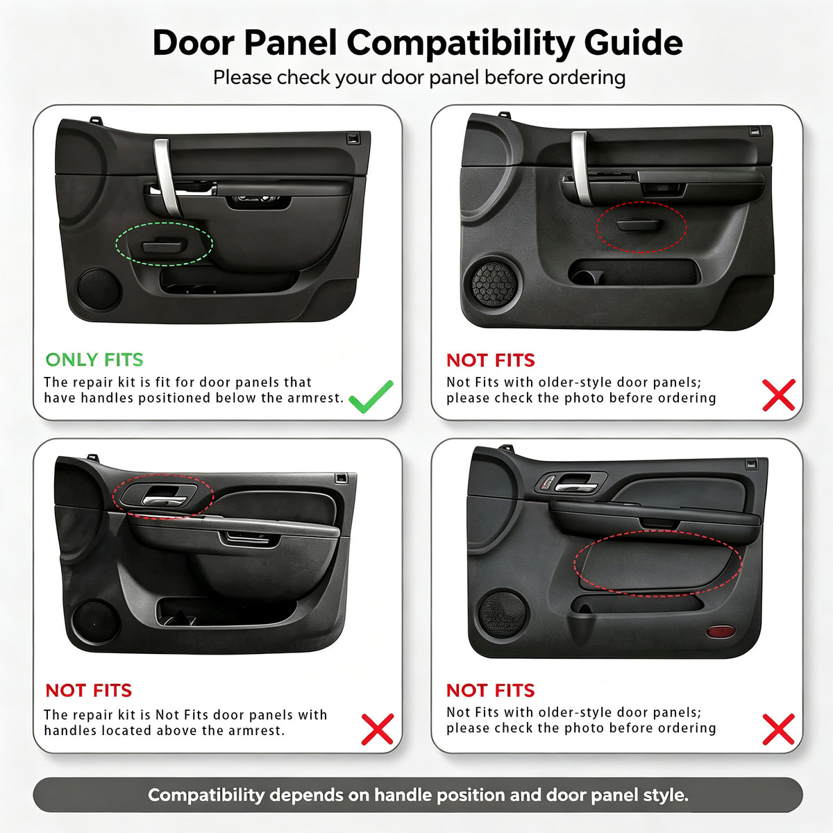 2010-2014 Chevy Silverado 1500 2500HD 3500HD BLK Front Right Armrest Repair Kit