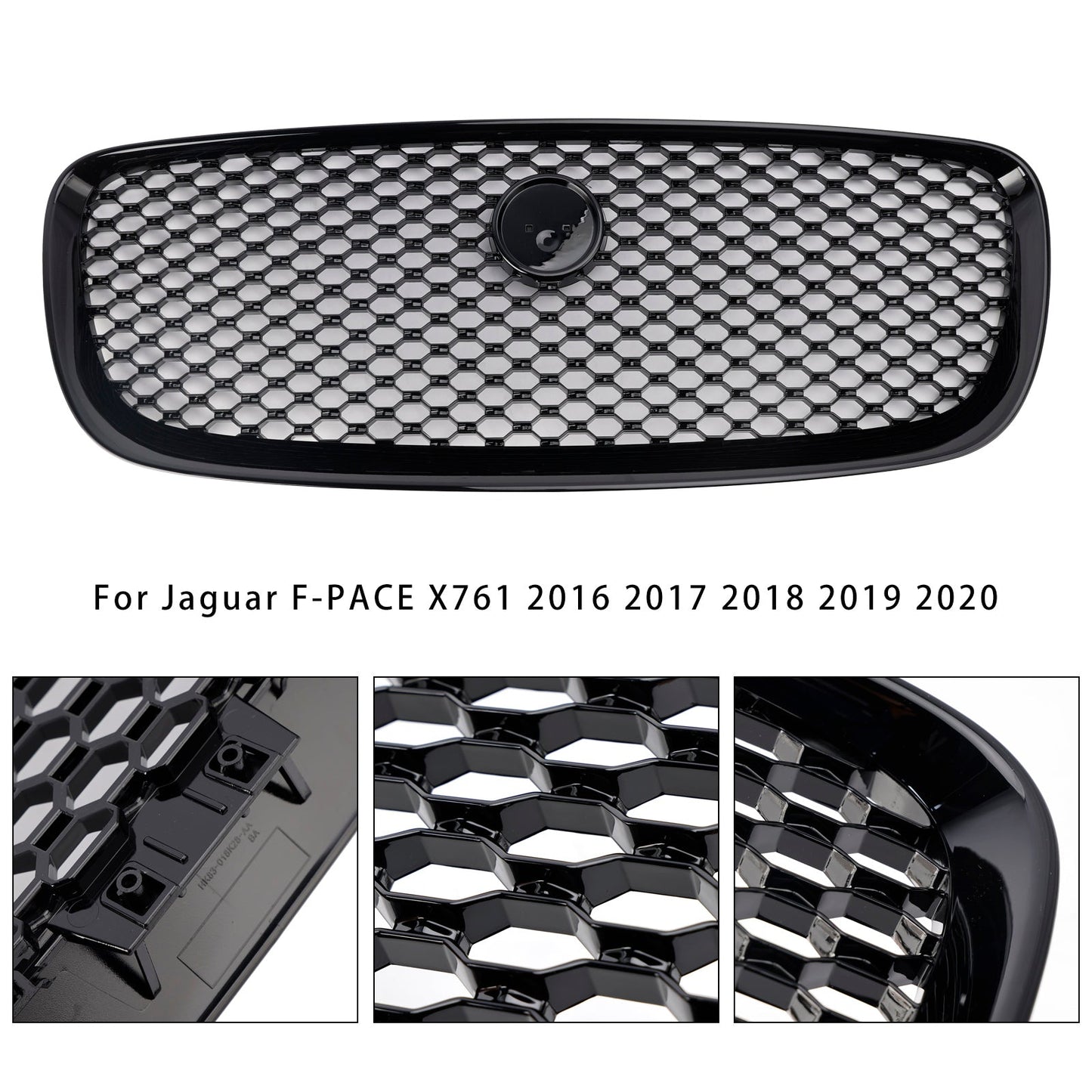 2016-2020 Jaguar F-PACE X761 Gloss Black Grille Front Bumper Replacement Mesh Grill