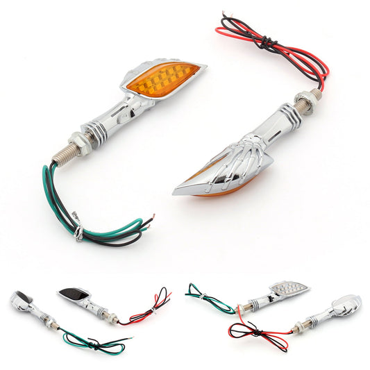 Clignotants LED universels à main squelette pour moto