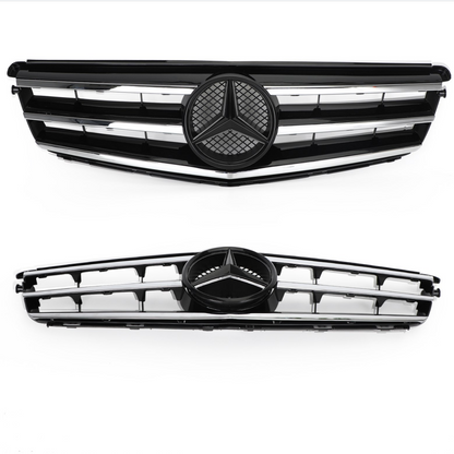 2008-2014 Mercedes Benz C Class W204 C250/C300/C350 Front Bumper Grill Black/Chrome Grille With LED Star