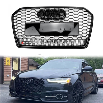 2015-2018 Audi A6 / A6 Sline / S6 C7 To RS6 Quattro Style Black Grill Honeycomb Mesh Front Bumper Grill Replacement