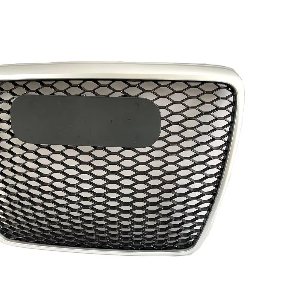 Parrilla superior de alta calidad estilo RS para Audi 2005-2011 A6 S6 C6 a RS6 con molduras en negro, cromo y plata.