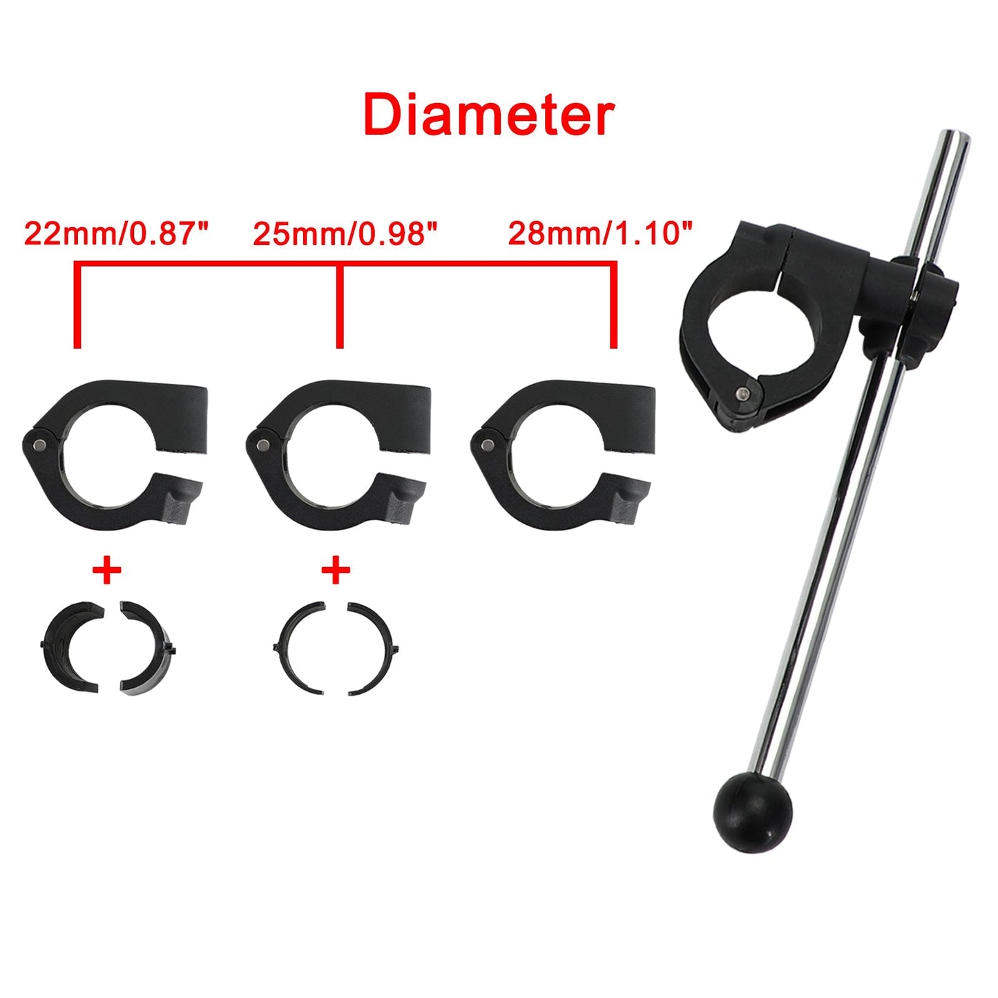 Pare-brise universel réglable pour moto, guidon de 22 mm, 25 mm et 28 mm