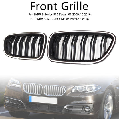 01.2009-10.2016 BMW 5-Series F10 Kidney Bumper Grill Grille Gloss Black 51137203649 51137203650