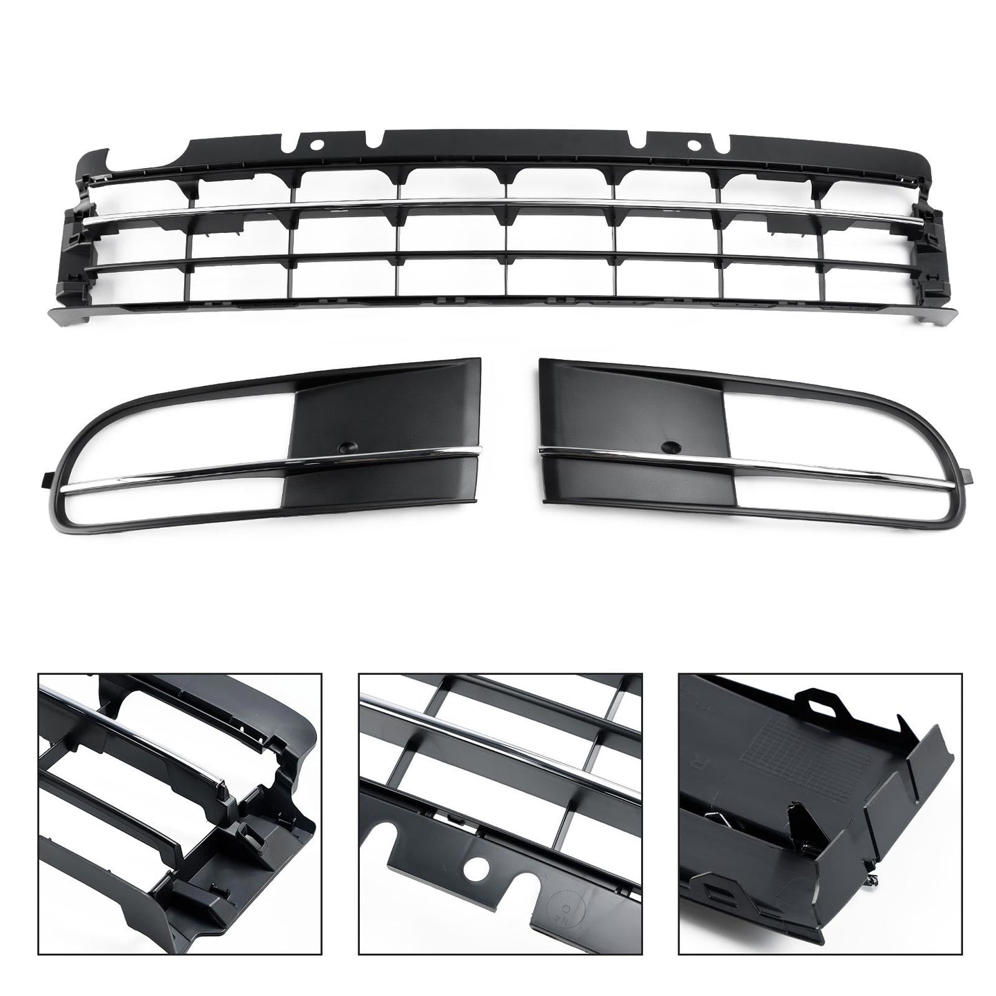 2012-2016 Volkswagen Beetle 5C Front Bumper Lower Grille + Fog Light Grill Generic