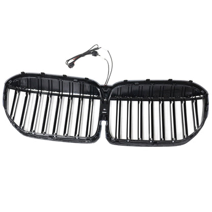 Double Slat Gloss Black Front Grill Grille Fit BMW 7 Series G11 G12 2019-2022