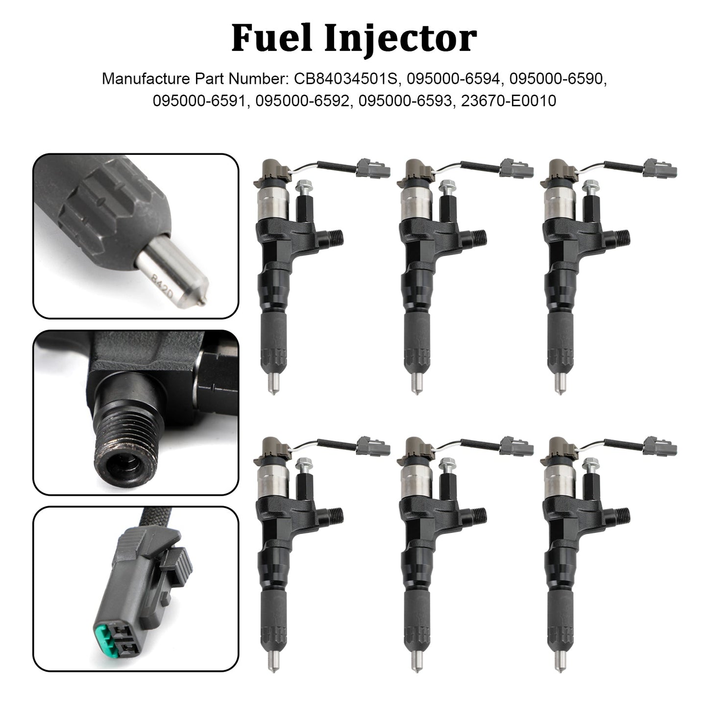 Injecteurs de carburant Hino 3,8 L 4,7 L 5,0 L 6,5 L 7,7 L 6 pièces 095000-6593 CB84034501S 095000-6594