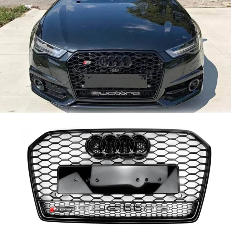 Audi A6 A6 Sline S6 C7 2015-2018 RS6 Quattro Style Black Grill Honeycomb Mesh Front Bumper Grill Replacement