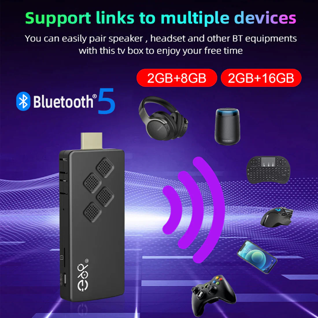 Champoo G96 TV Stick Android 13.0 Dual-Band Set-Top Box 4K Player Bluetooth Voice TV BOX