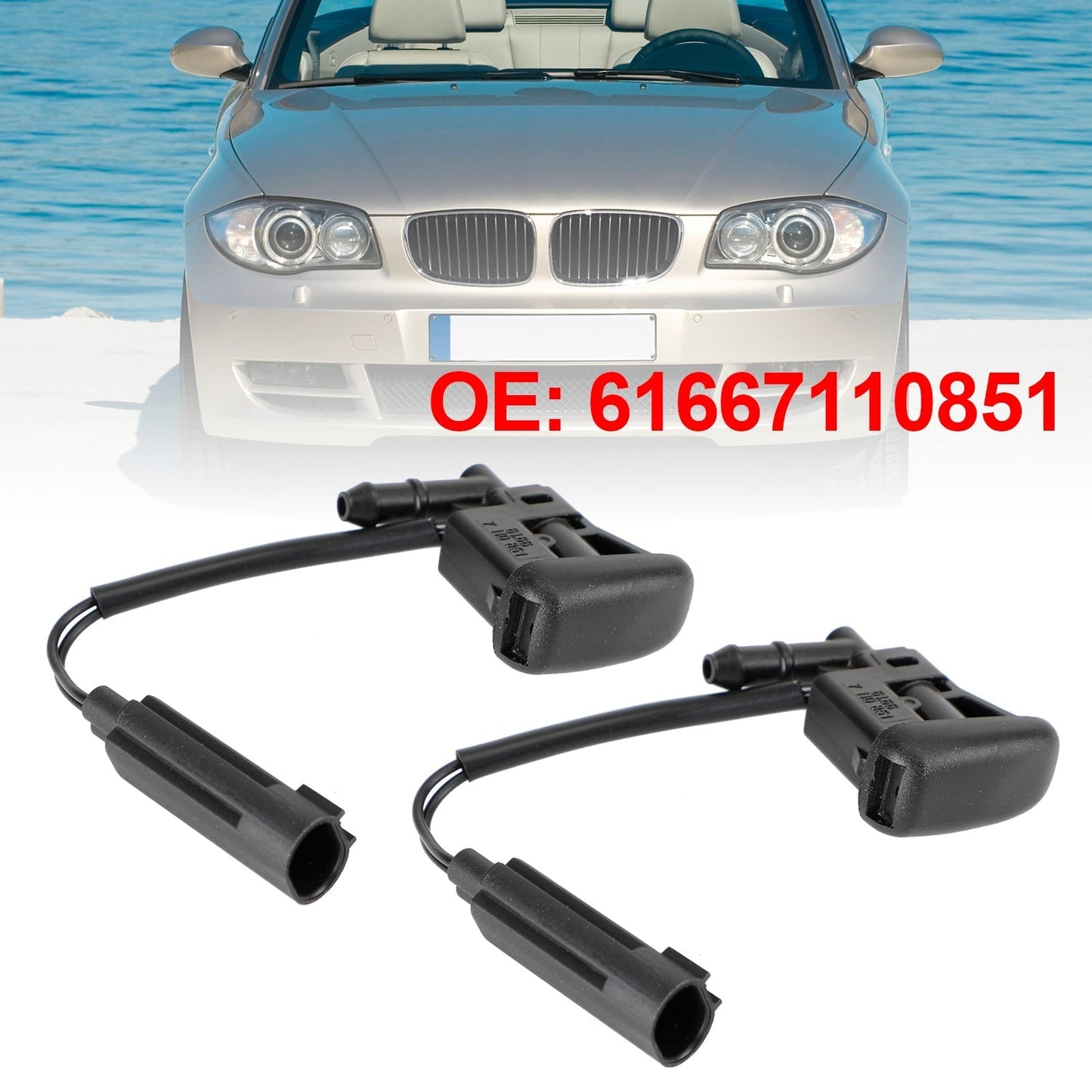 08-13 BMW Serie 1 E82/E88 2 piezas 61667110851 61667135411 Boquilla de limpiaparabrisas con calefacción