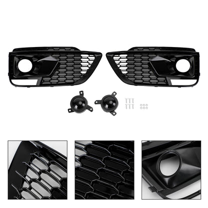 Audi 2018-2020 RSQ5 Q5 SQ5 SUV Black Front Honeycomb Fog Lamp Grilles Cover