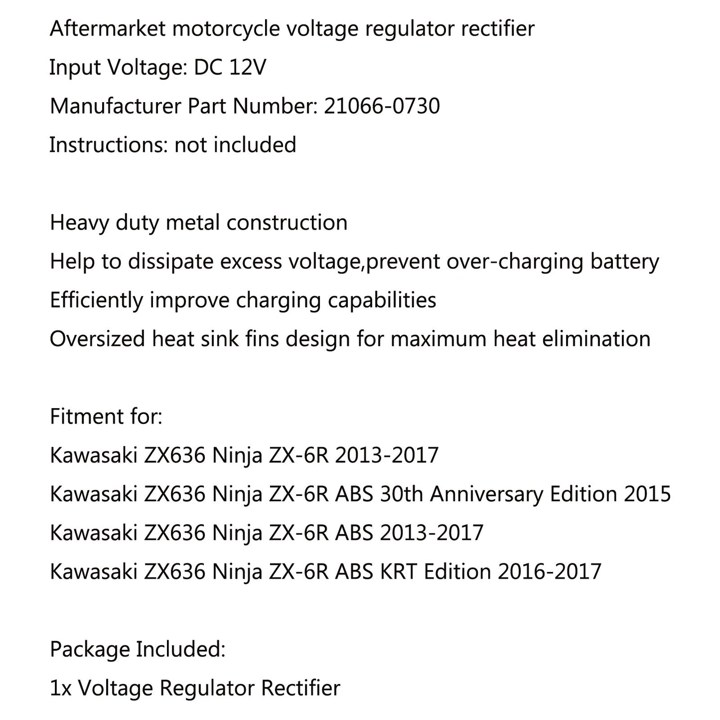 Voltage Regulator Rectifier For Kawasaki ZX636 Ninja ZX-6R ABS 2013-2017