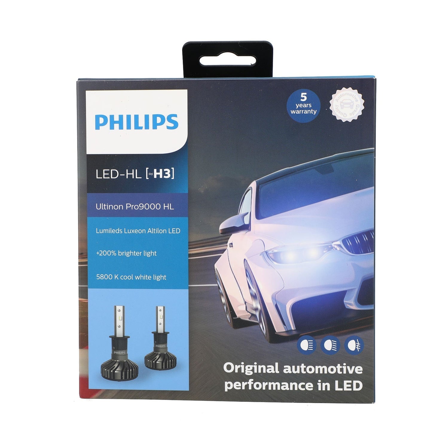 Pour ampoules de phares LED Philips H1/H3/H7/H11/HB3/4/HIR2 Pro9000 +250 % 5800 K