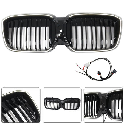 2022-2024 Double Slat Gloss Black Front Kidney Grill Grille Fit BMW IX3 G08 LCI