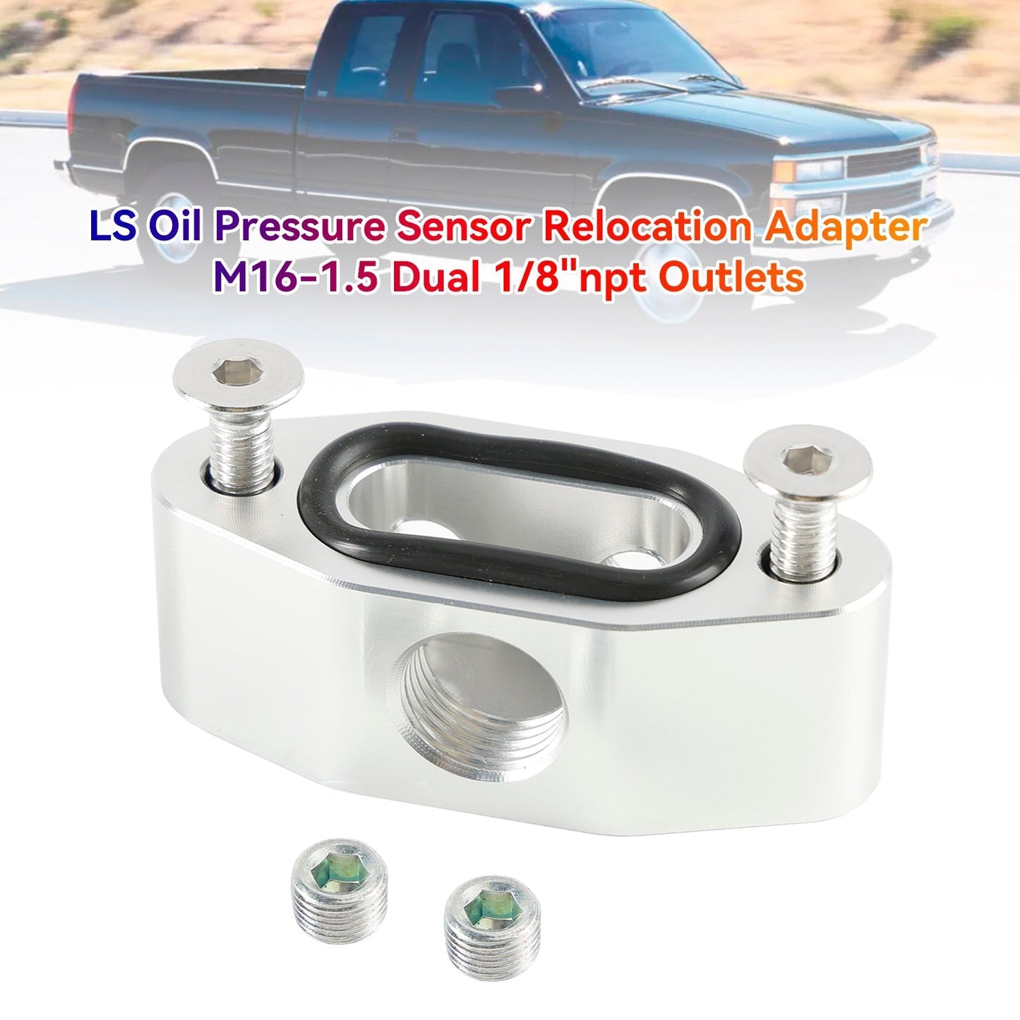 Billet LS Twin Turbo Dual 90 degree 1/8" NPT Oil Feed Line Adapter Plate