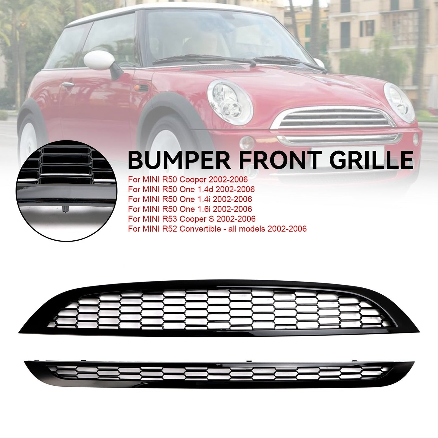 Mini 2002-2006 R50 One 1.6i 2PCS Honeycomb Mesh Front Grill Grille